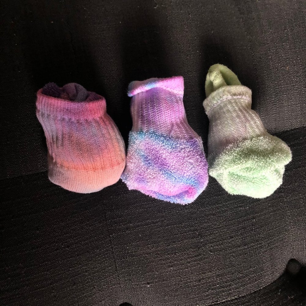 hand dyed 3 piece 100% cotton socks